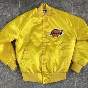 Women's Vintage 90's NASCO Los Angeles LA Lakers Yellow Satin Bomber Jacket Sz S